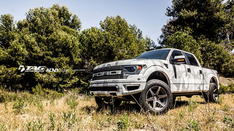 ADV6 M.V2 Standard Wheels for Arctic Camo Wrapped Ford SVT Raptor