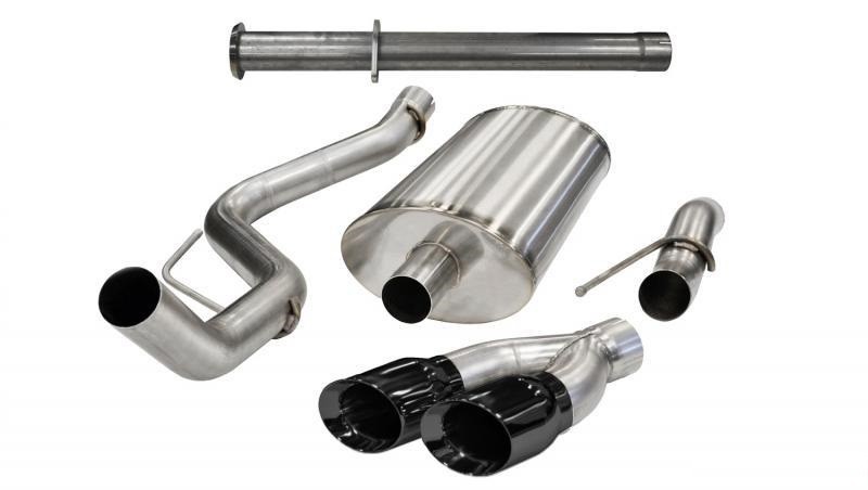 CORSA Performance 3.0" Catback Exhaust + Res Delete Single Side Exit with Twin 4.0" Black PVD Pro-Series Tips Ford Raptor Super Cab 2011-2014