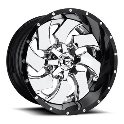 FUEL Off-Road Cleaver D240, 22x12 Wheel with 6 on 135 and 6 on 5.5 Bolt Pattern - Chrome with Gloss Black Lip