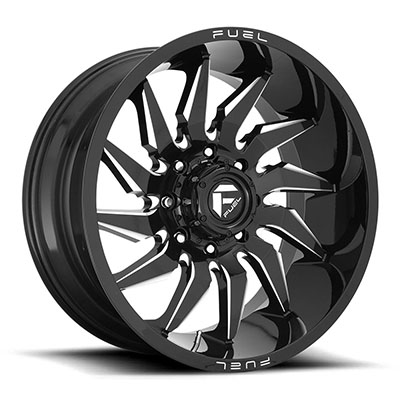 FUEL Off-Road D744 Saber Wheel, 22x12 with 6 on 135 Bolt Pattern - Black / Milled