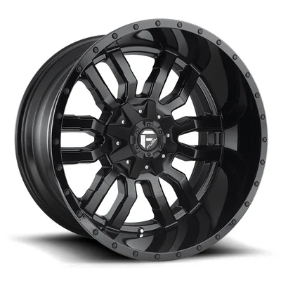 Fuel Off-Road Sledge D596 Wheel, 20x9 with 6 on 135/6 on 139.7 Bolt Pattern - Matte Black Gloss Black Lip